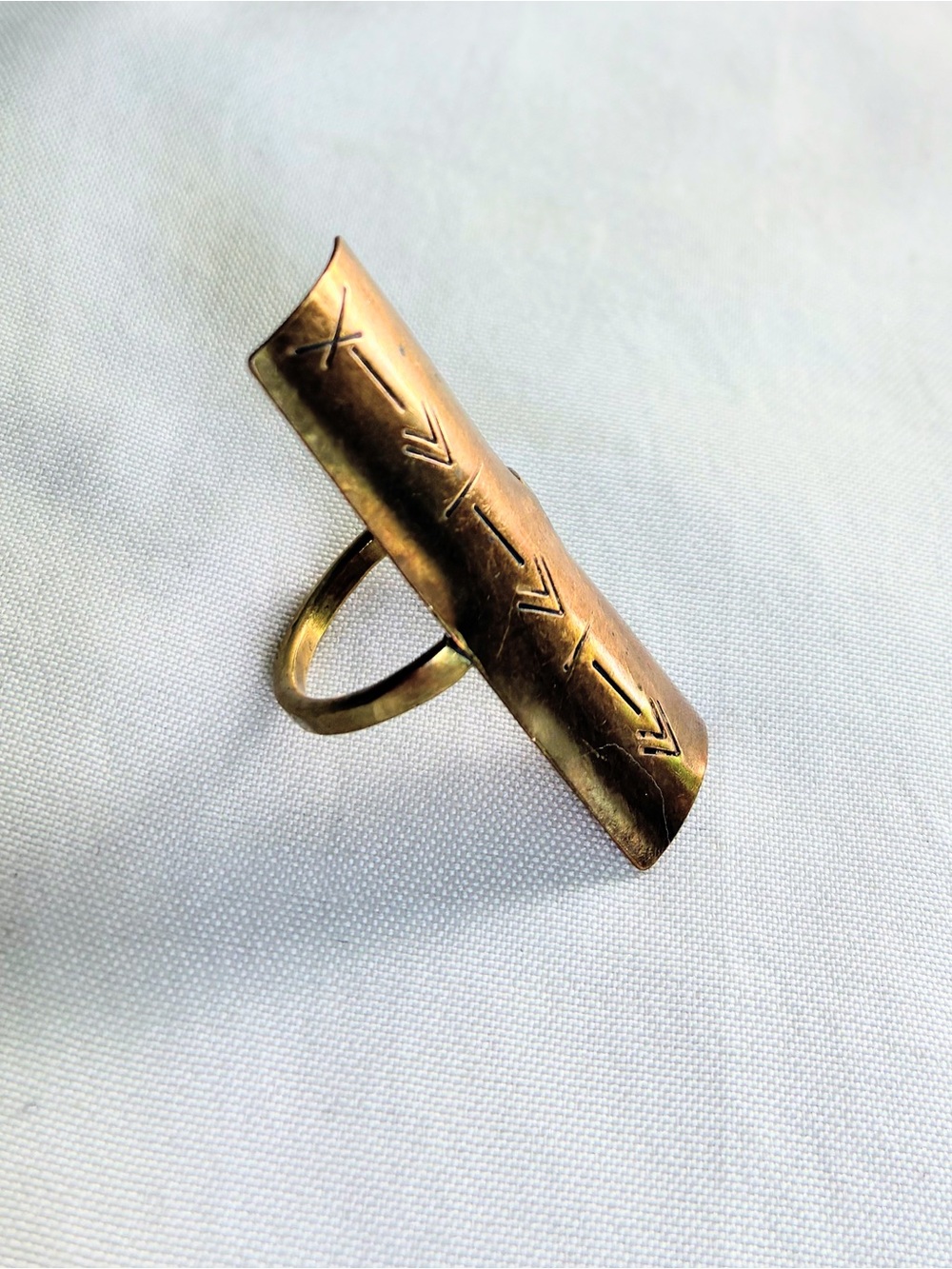 Gold-Tone Tribal Bar Statement Ring - Women Jewelry - Picture 2 of 9